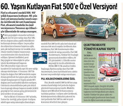 Pul koleksiyonerlerine özel Fiat 500