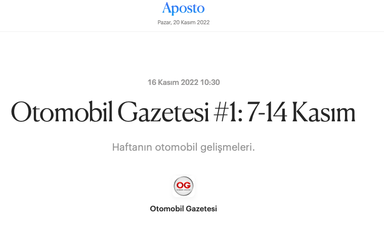 OTOMOBİL GAZETESİ yepyeni bir mecrada: APOSTO